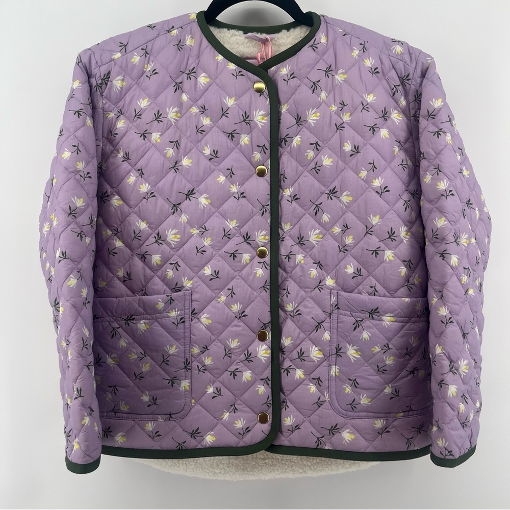 NWT Vineyard Vines Girls Primaloft Highpile Quilted Jacket Paige Floral Iris Med